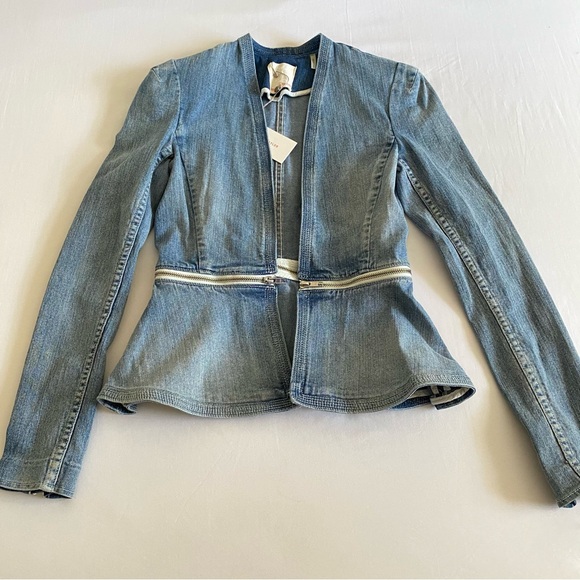 NWT Rebecca Taylor Denim Flare Peplum Jacket 0 XS - Picture 3 of 9